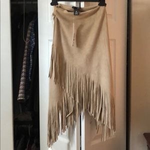 Festival Bloomingdales fringe suede skirt size XS